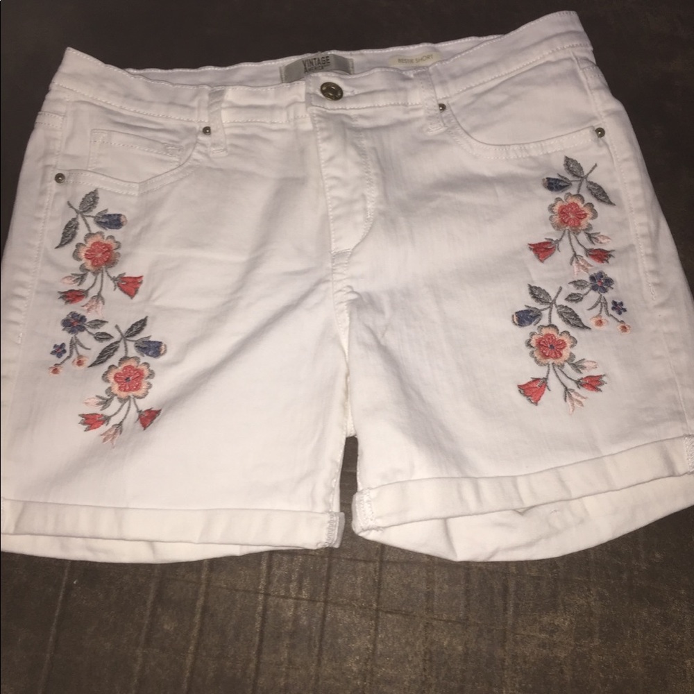 White embroidered shorts